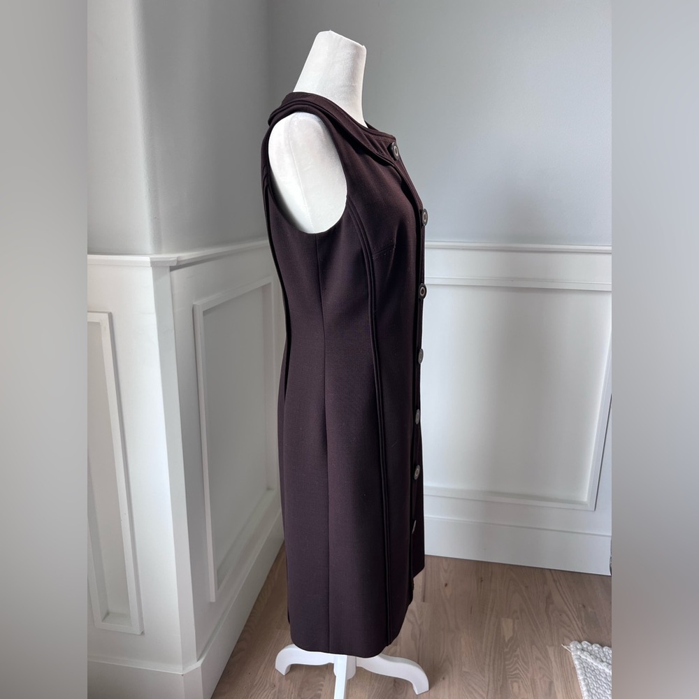 Tory Burch Dark Brown Sleeveless Button-Front Midi Dress - Picture 3 of 14